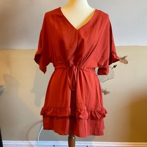 Rust ruffle romper